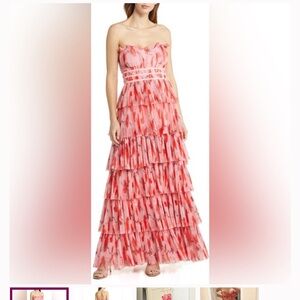 Elegant Pink Strapless Gown